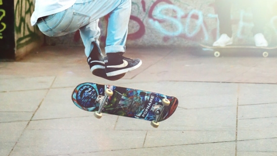 skateboard in skatepark