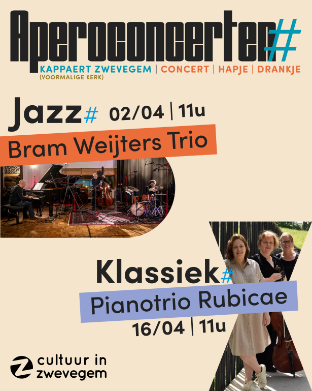 Flyer voor de Aperitiefconcerten in de voormalige kerk op de Kappaert